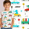 Cream-colored cotton knit with a print of cars and animals 25701/051