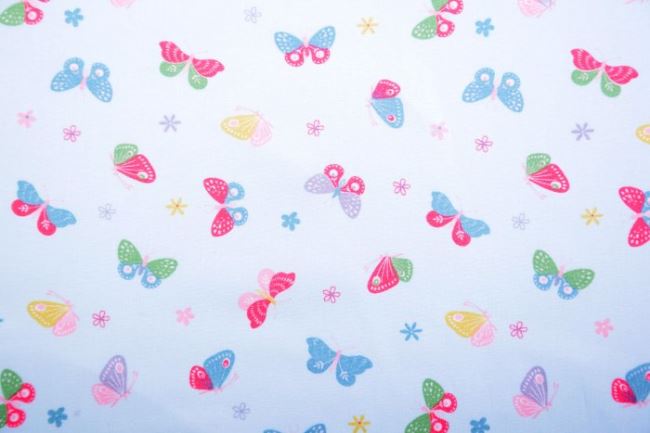 Poplin in mint color with butterfly and flower print KC0397-022