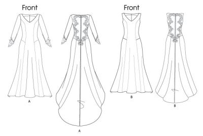 Butterick cut for women's wedding dresses in size 30-38 B5779-AX5 (1)