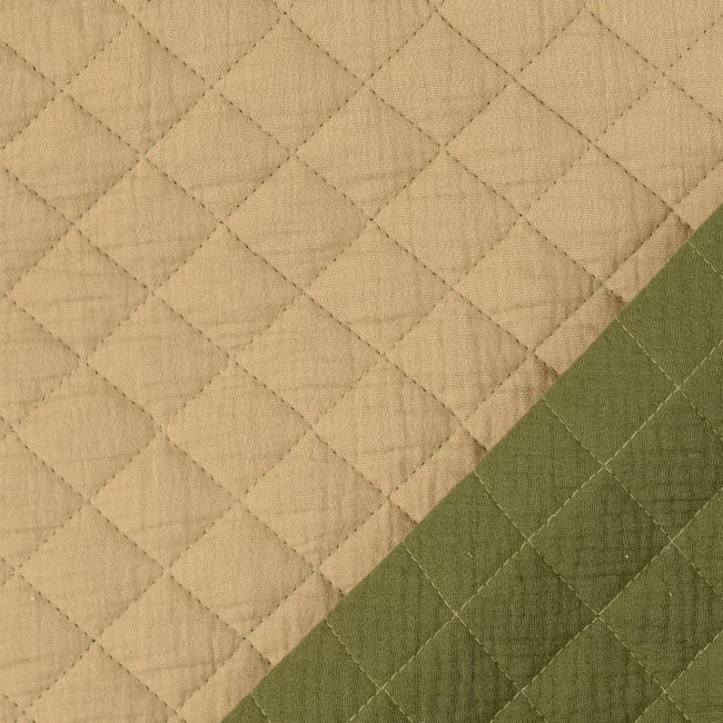 Cotton muslin stitching in dark beige and green 209884.0803