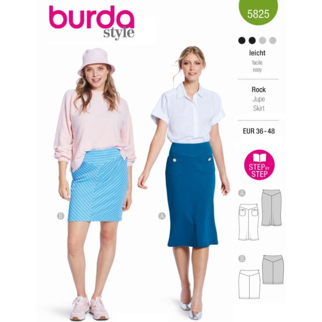 Cut for women's narrow skirt in size 36-48 5825