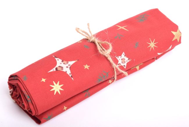 Roll of Christmas cotton in red with star print RO18705/016