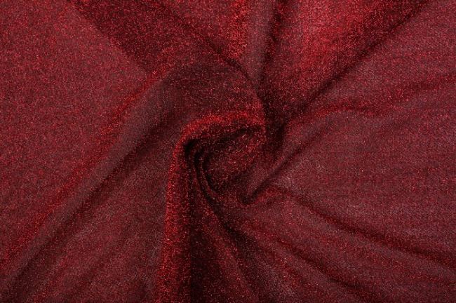 Translucent knitted fabric in black-red color 05587/015