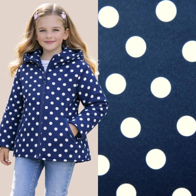 Softshell in dark blue color with white polka dot pattern PL9589C155-9