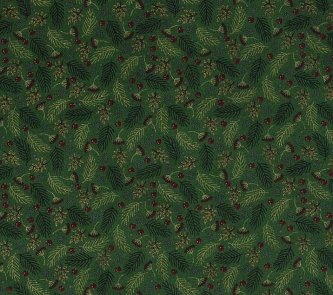 Christmas green cotton fabric with twig print 14708/025