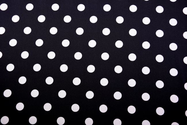 Satin in black with polka dot print TWS030