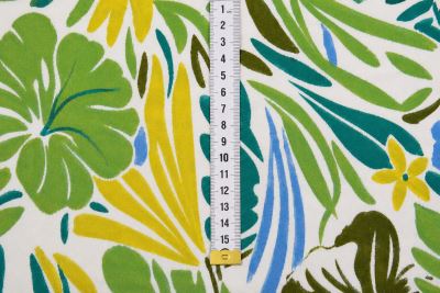Fine viscose fabric in cream color with a print of colorful leaves MOR226 (3)