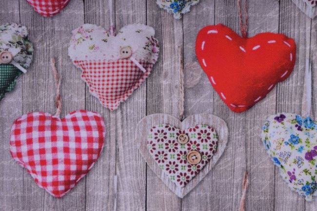 Decorative fabric with digital print of hearts 1340/015