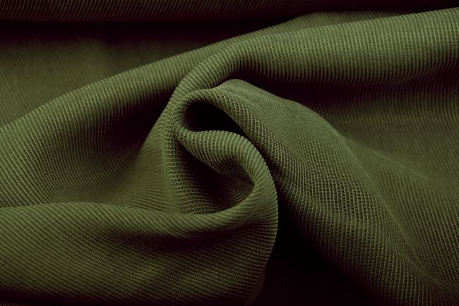 Cupro with viscose in dark green with a velvet finish and diagonal stripes QT091