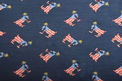 1 m viscose knit in blue with a funny print DS-KUP70