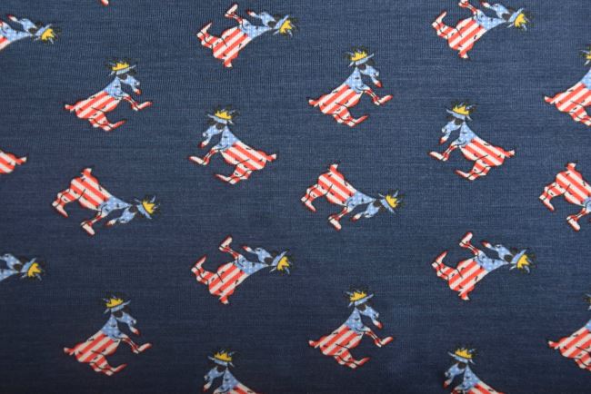 1 m viscose knit in blue with a funny print DS-KUP70
