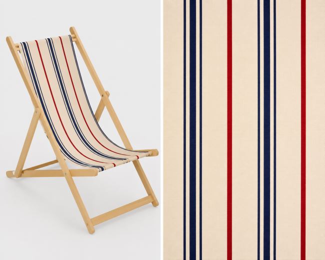 Lounger fabric, width 45 cm, beige with striped print LH50