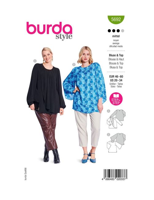 Pattern for a women's loose tunic in size 46-60 5692