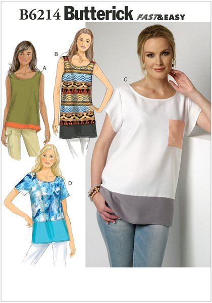 Butterick fit top in size Xsm-Med B6214-Y