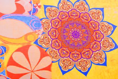Viscose poplin in yellow color with digital print of flowers and ornaments S1981R-3682 (1)