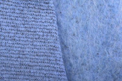 Wool knit fabric in blue with high pile GL073