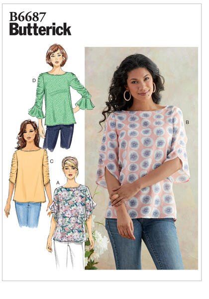 Butterick cut for loose t-shirt in size XSM-MED B6687-Y