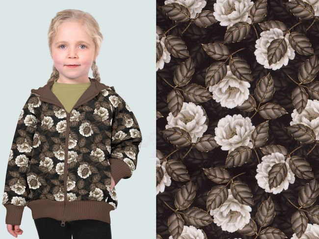 Softshell with digital flower print in brown color 20425/055