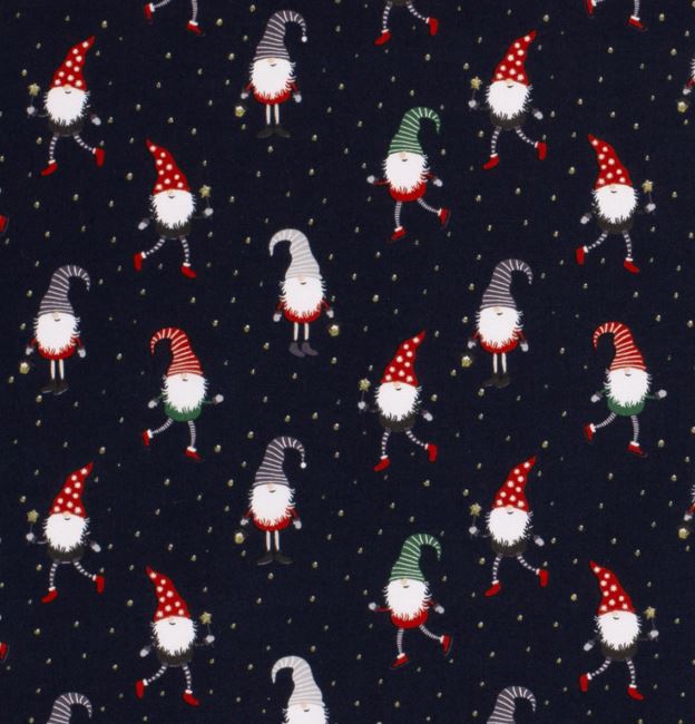 Christmas fabric made of cotton in blue with an elf print 20732/008