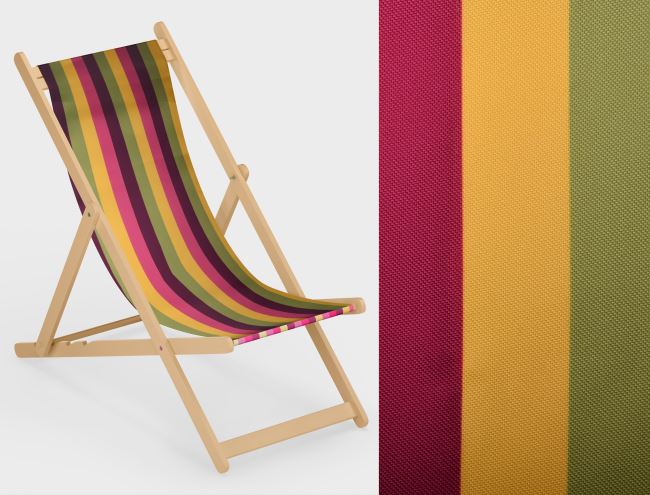 Lounger 44 cm wide with a print of wide colored stripes LH18