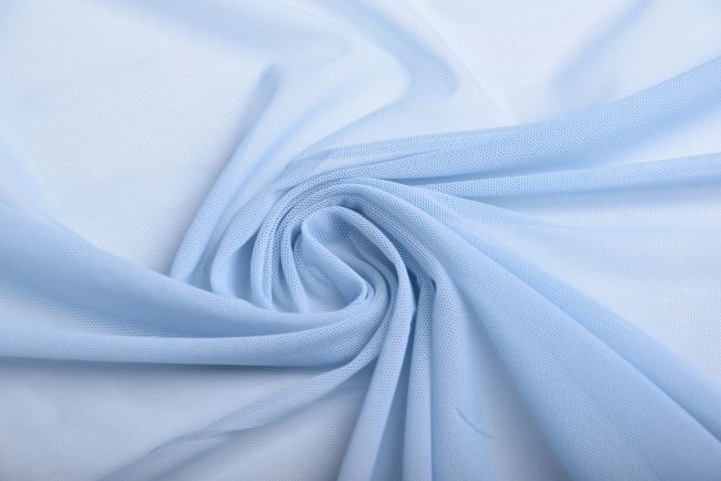 Soft elastic tulle in light blue color MN005