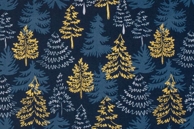 Christmas cotton fabric in blue with tree print 22728/008