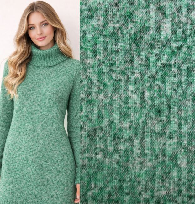 Wool knitwear in green melange color GL085