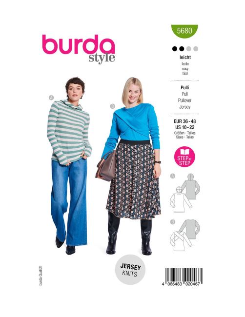 Cut for long-sleeved T-shirts in sizes 36-48 5680