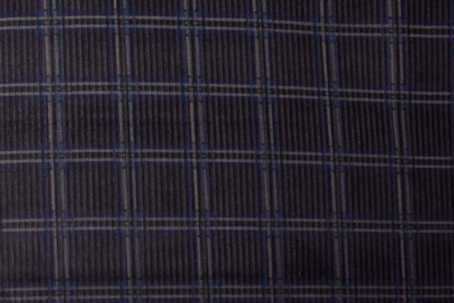 Corduroy in dark blue with a checkered pattern DS-MOR18