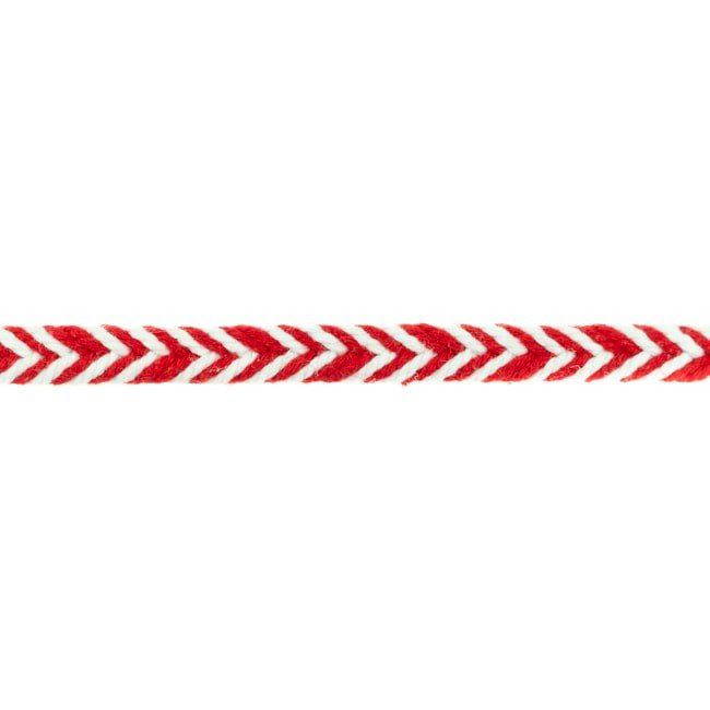 Decorative braided string in white and red 31742