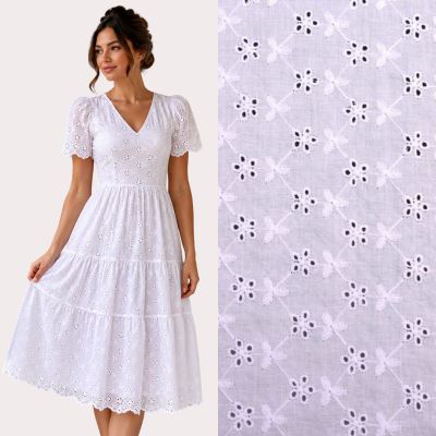 Cotton Madeira in white with flower pattern CC-050 Cotton Madeira in white with flower pattern CC-050