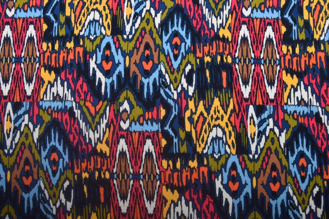 Cotton knitwear in blue with ethnic print 18183/006