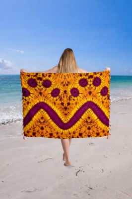 Pareo/sarong in yellow with batik print BALI206