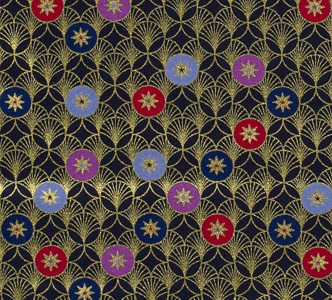 Christmas cotton fabric in blue with a decorative gold print 20741/008