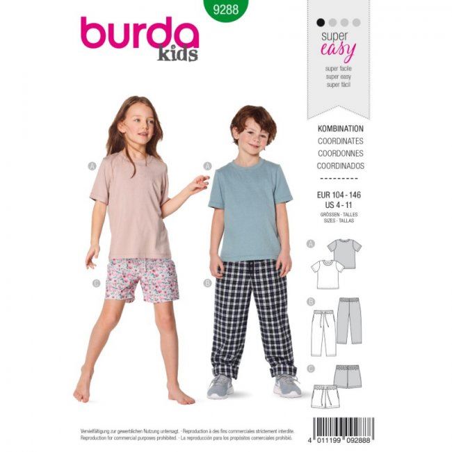 Cut for children's pajamas in size 104-146 9288