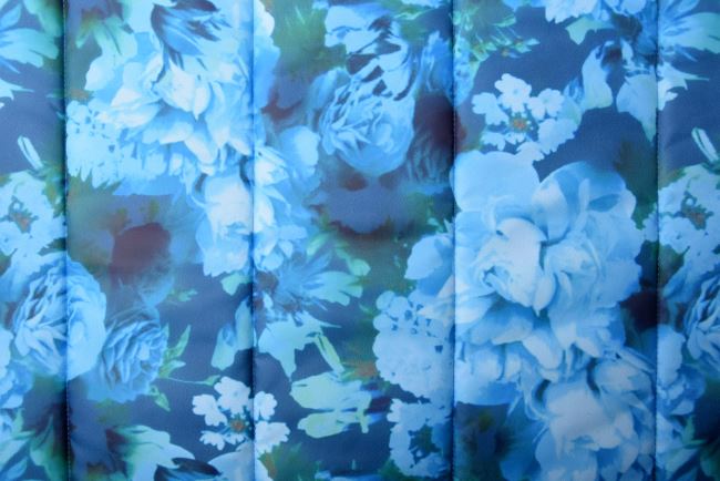 Stitching in blue color with digital floral print and decorative stitching PL-NL-406