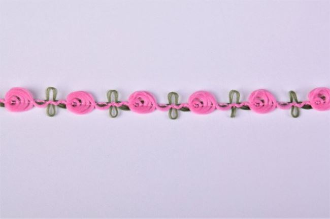 Decorative braid in pink-green color 11455