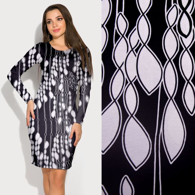 Viscose knitwear in black with an abstract print MI57003/05512