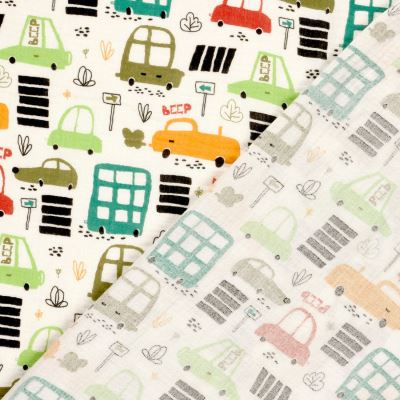 Cream-colored muslin with car print 25365/051 (5)