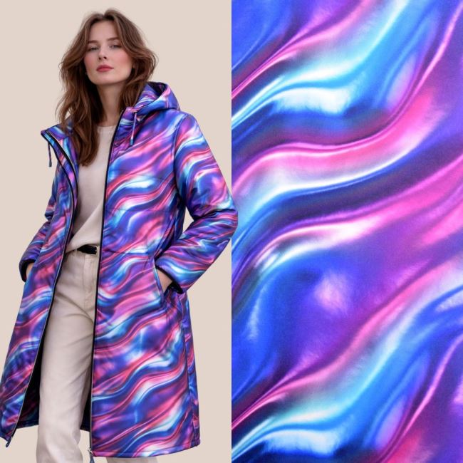 Softshell with digital print of colored waves CS10658B