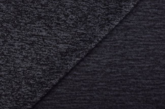 Mottled knitted fabric with poché in dark gray color 03083/068