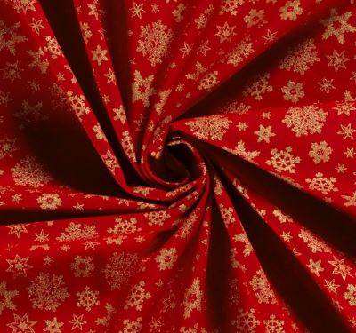 Christmas cotton fabric in red with golden snowflakes print 20708/015 (3)