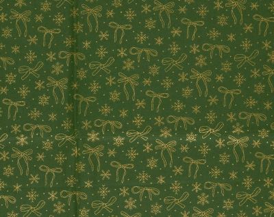 Christmas cotton fabric in green with a print of golden snowflakes 60542/027 (1)