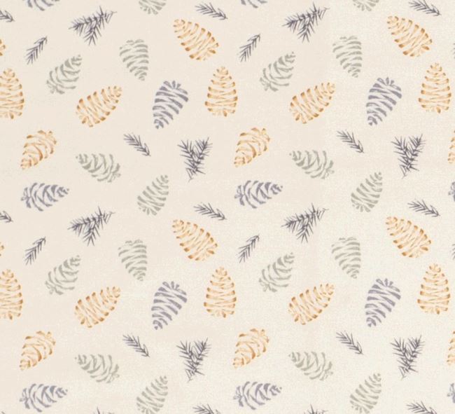 Christmas cotton fabric in cream color with a print of pine cones and twigs 20759/052