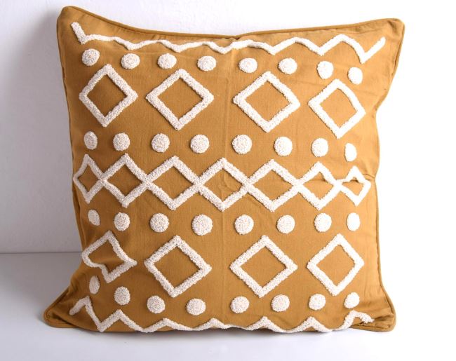 Cushion cover from Bali in ocher color with decorative ornaments size 50x50 cm BALI78