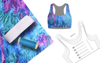 Set for sewing sports top with abstract snake skin print SET-PL23