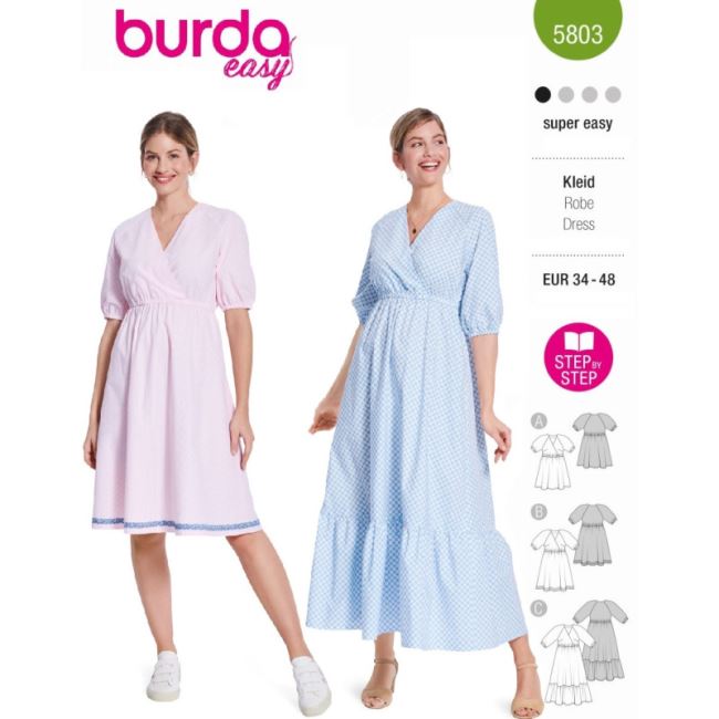Cut for women's pleated dress in size 34-48 5803