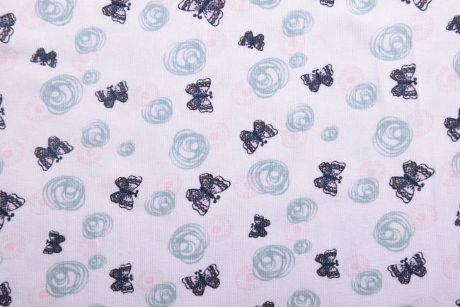 Organic cotton knit in white with butterfly print OR4539-021D
