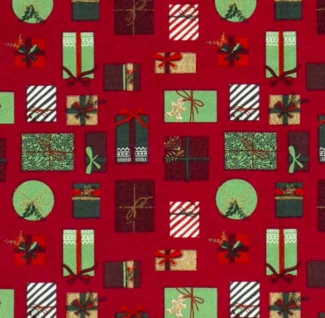 Christmas cotton fabric in red with gift print 16721/015