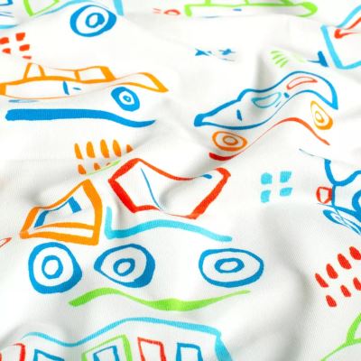 Cream-colored cotton knit with car print 25717/051 (2)